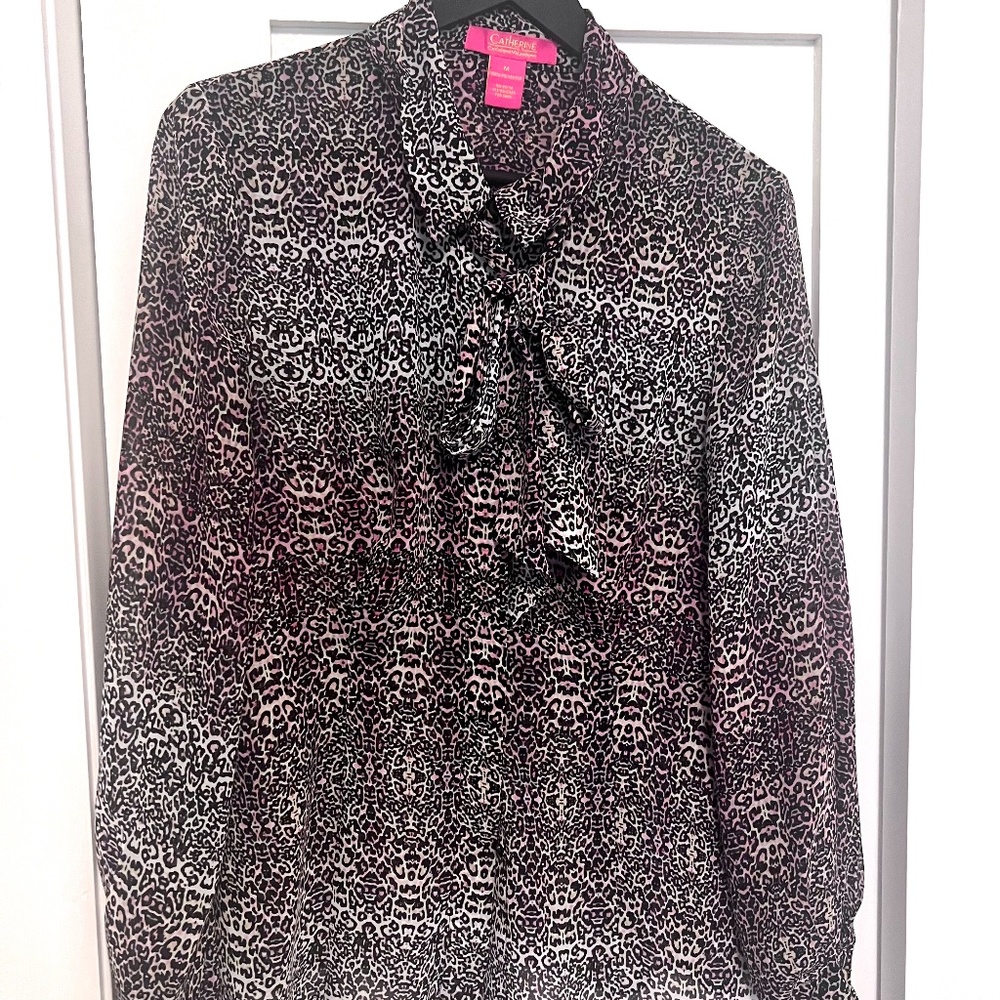 Catherine Malandrino Leopard Tie Top
